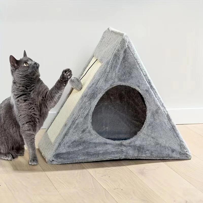 Cozy Cat Bed with Scratching Board & Toy Ball - Love4thePets