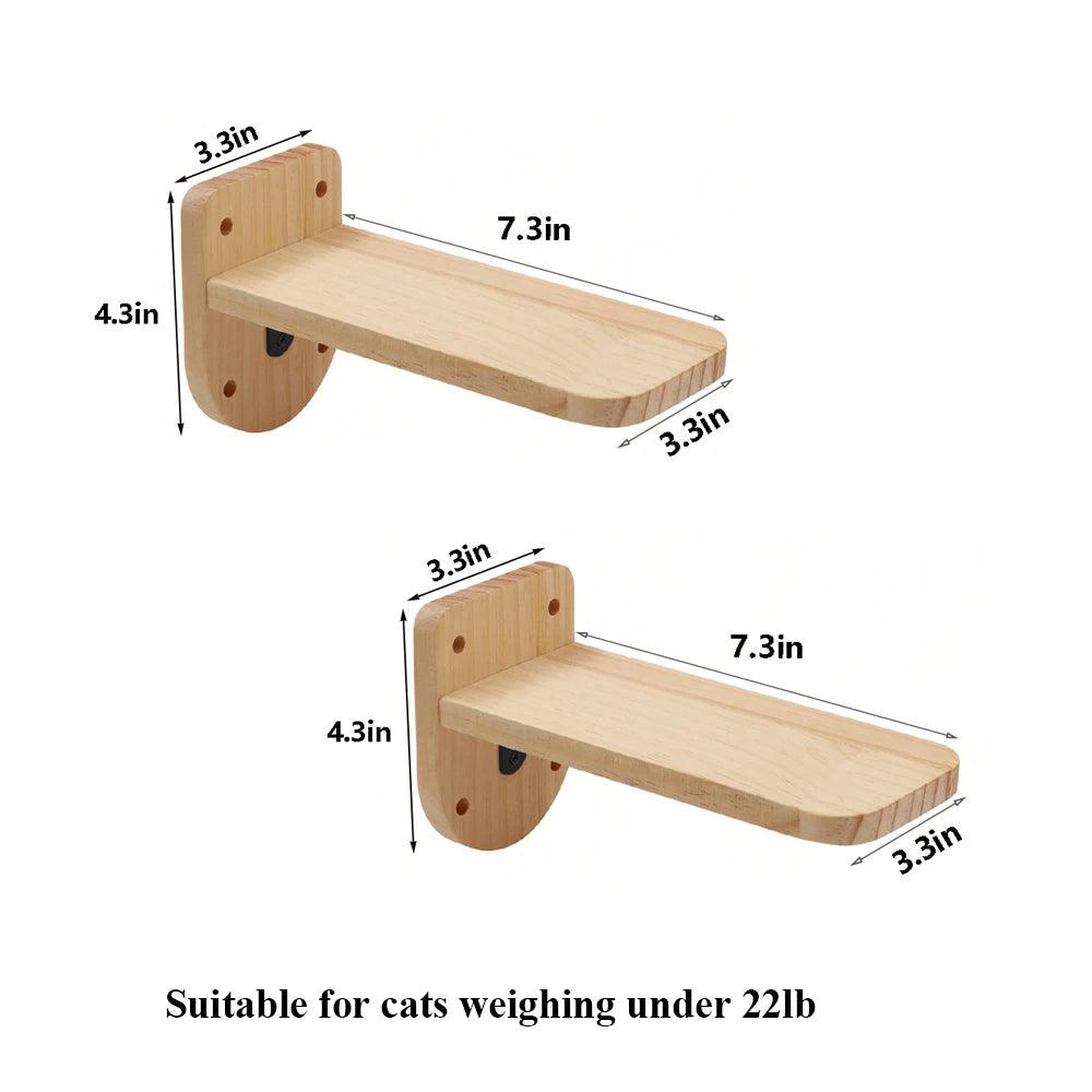 Authentic Wood Cat Wall Hammock Shelves - Moon Shaped Design - Love4thePets