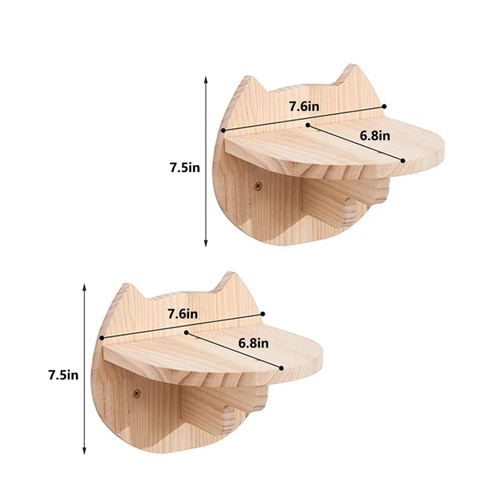 Authentic Wood Cat Wall Hammock Shelves - Moon Shaped Design - Love4thePets