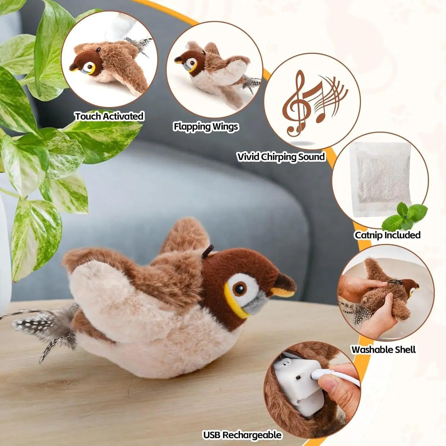 Rechargeable Interactive Chirping Bird Toy - Love4thePets